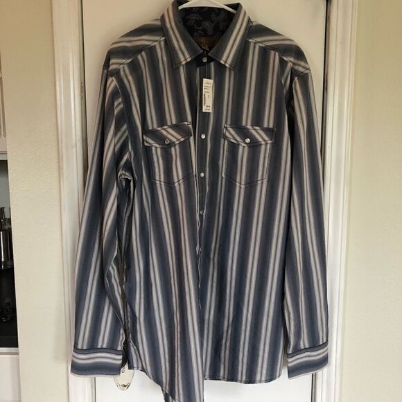 NWT Blue Pronto Uomo Long Sleeve Pearl Snap Shirt - Picture 1 of 7